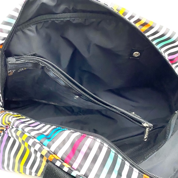 LeSportsac black white stripe multicolor tote - Picture 4 of 14
